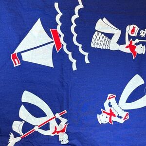 90’s does 40’s Blue Nautical Themed Fabric 35 x 56 “hello sailor”.‎ B6